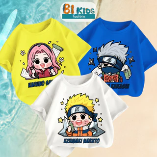 Áo thun cho bé gái, bé trai 100% cotton cao cấp, Áo thun cho bé họa tiết Naruto dễ thương, Bi Kids Naruto