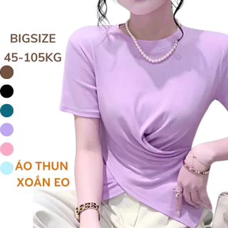 [Bigsize 50-100Kg] Áo xoắn eo che khuyết điểm thun gân lạnh co giãn mũm mĩm chubby