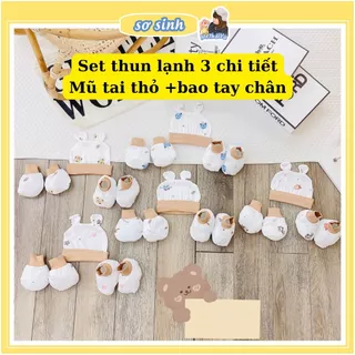 Bao tay chân cho bé vớ sơ sinh kèm mũ thun lạnh và cotton hàng Việt Nam cao cấp methaivu