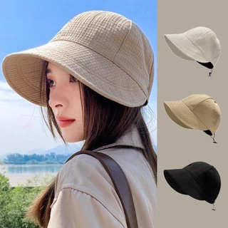 Mũ bucket nữ, nón chống nắng, mũ chống nắng thời trang vải nỉ rộng vành chống UV UPF50+ có dây rút