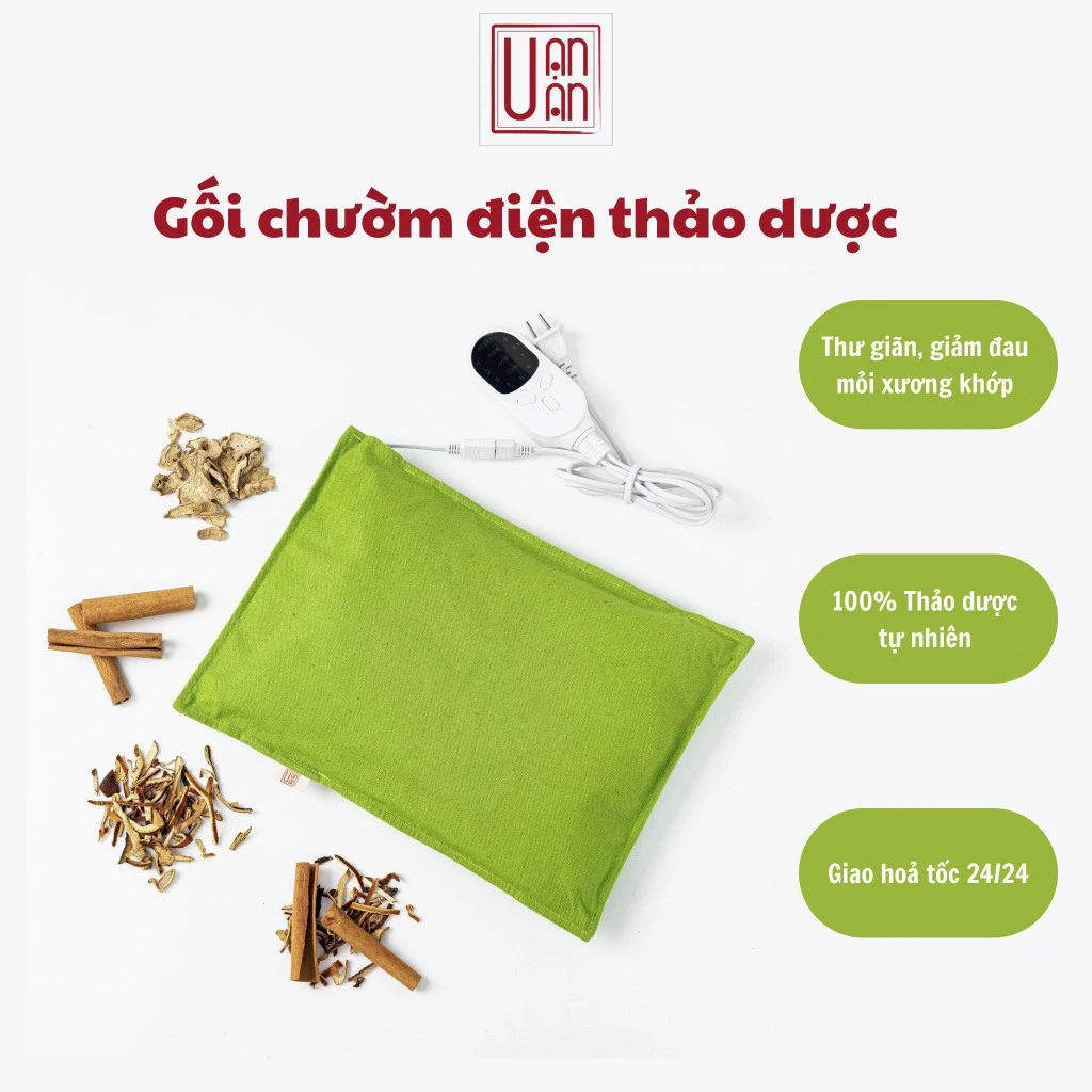 Gối Thảo Dược Chườm Nóng Bằng Điện Vạn An Giảm Đau Mỏi, Thư Giãn Cơ Thể