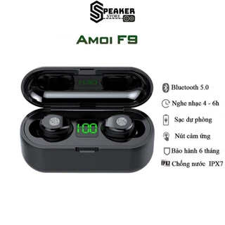 Tai nghe Bluetooth AMOI F9 TWS 5.0 bản QUỐC TẾ không dây cảm ứng vân tay chống nước IPX5