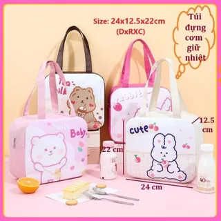 [MỚI]Túi Đựng Cơm Giữ Nhiệt Mang Đi Làm Chống Thấm Nước_Họa Tiết Cute#[24x12.5x22cm]