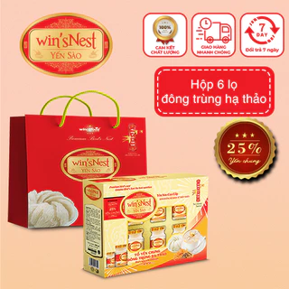 Yến Sào wins'Nest 25% tổ yến chưng đông trùng hạ thảo (6 Lọ x 70 ml / Hộp)