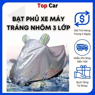 Bạt Phủ Xe Máy 2 Lớp Tráng Bạc Cao Cấp Trùm Xe Máy Chống Mưa Nắng (Tặng Túi Đựng)