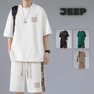 Quần áo phông nam JEEP Unisex mùa hè 2024 chất coton thoáng , cổ tròn tay lỡ form rộng thời trang phong cách