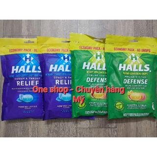 (Date T8/2025) Kẹo ngậm Halls có đường nhiều vị bịch 80 viên của Mỹ