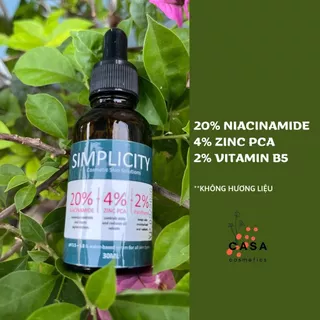 (SIMPLICITY) SERUM KIỀM DẦU, SÁNG DA VÀ LÀM DỊU 20% NIACINAMIDE 4% ZINC PCA 2% VITAMIN B5