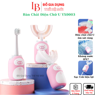 Bàn chải điện chữ U YX0003 ,bàn chải chữ U đánh răng tự động chống nước đầu silicon cho trẻ từ 2 đến 12 tuổi