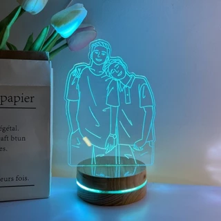 Đèn Ngủ Led 3D Vẽ Và Khắc Bo Viền Theo Yêu Cầu - Quà Tặng Sinh Nhật, Quà Tặng Kỷ Niệm - Tiny Decor