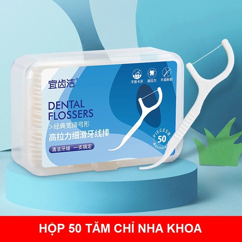 (Rẻ nhất HN) Hộp 50 chiếc Tăm chỉ nha khoa tiện lợi, an toàn cho sức khỏe