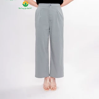 Quần ống rộng nữ vải đũi linen thoáng mát trẻ trung thời trang Việt Thắng - Q06.2404