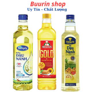 Dầu ăn Tường An đậu nành, Meizan Gold, Simply đậu nành 1L