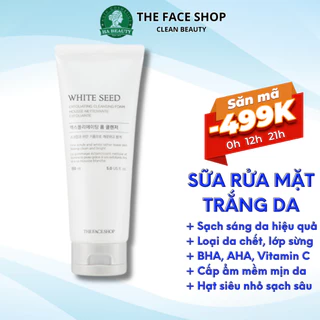 Sữa rửa mặt trắng da The Face Shop Hàn Quốc White Seed Exfoliating Foam Cleanser 150ml dưỡng cấp ẩm sạch sâu Hà Beauty
