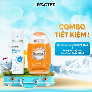 Combo Xịt Chống Nắng Recipe Size Du Lịch 50ml + Dung Dịch Vệ Sinh Femfresh Size Mini