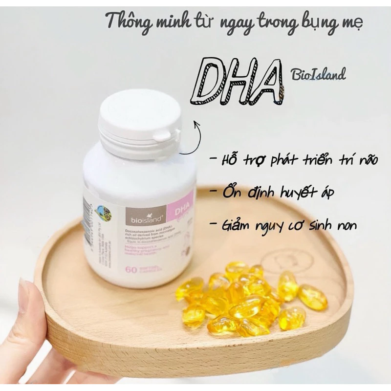 Viên uống DHA bầu Bioisland For Pregnancy 60v giúp phát triển trí não của thai nhai, bé thông minh, khỏe mạnh