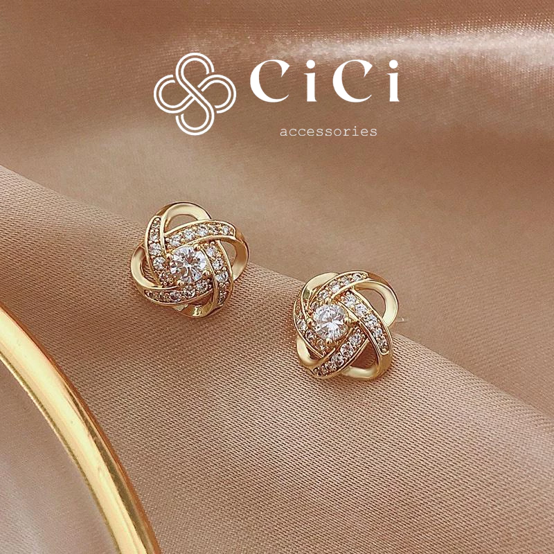 Khuyên tai nữ mạ vàng 18K CiCi Accessories hoa tai tròn đẹp màu vàng phụ kiện trang sức phong cách Hàn Quốc xinh BT75