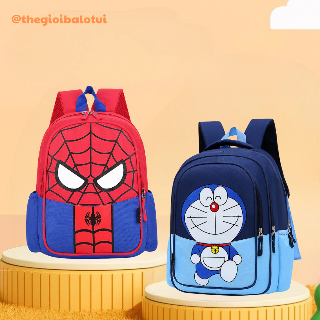 Balo mầm non cho bé trai và bé gái từ 1-5 tuổi hình doraemon người nhện ironman, cặp đi học mẫu giáo cho bé dễ thương