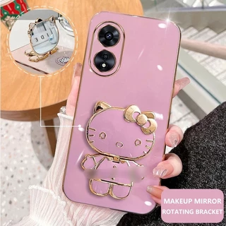 Ốp Lưng Cho oppo A38/A18  mềm dẻo chống sốc hình kitty có gương soi xoay 360 độ làm giá đỡ Cho oppo A38/A18