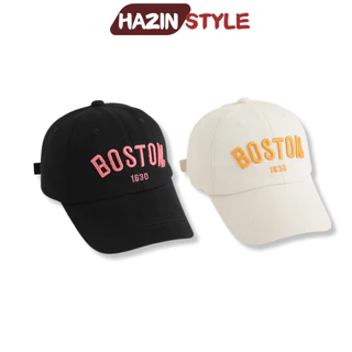 Mũ lưỡi trai trẻ em HAZIN cho bé trai bé gái từ 3 đến 9 tuổi thêu chữ BOSTON vải kaki thoáng mát cho bé đi học đi chơi