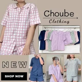 Set Đồ Bộ Ngủ Pijama Caro Ford Choube Clothing Loại 1 Phong Cách Hàn Quốc Dày Dặn Thoáng Mát Cực Xinh Freesize Dưới 60kg