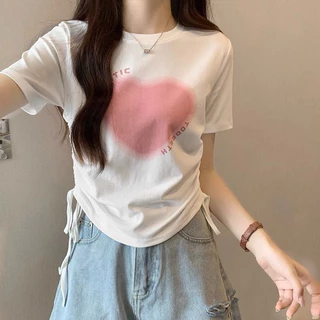 ÁO CROPTOP RÚT DÂY KUTE IN TRÁI TIM ẤM ÁP HẠNH PHÚC  BOONG STORE RT86