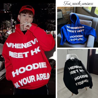 ( QUÀ TẶNG NHỎ TỪ SHOP CHUYÊN) Áo hoddie Whenever form rộng mũ trùm logo in nổi nón 2 lớp chất liệu nỉ PE dày dặn nam nữ