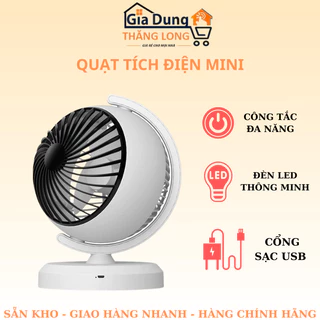 Quạt Tích Điện Quả Địa Cầu, Quạt Để Bàn Decor Văn Phòng - Quạt Để Bàn Mini Gấp Gọn - Quạt Phong Cách Châu Âu