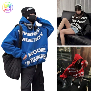 Áo Hoodie Nỉ PE Boxy Unisex Nam Nữ Whenever Nón 2 lớp Dày Dặn fom rộng chữ in nổi 2024 - win99