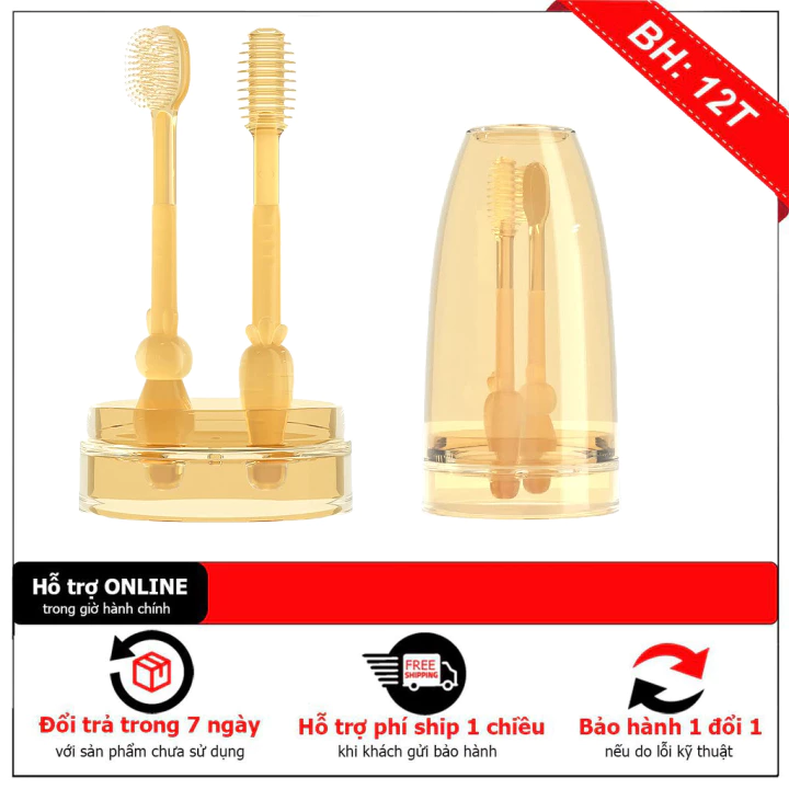 Set rơ lưỡi cho bé và bàn chải đánh răng cho bé sơ sinh 0 - 24 tháng được làm từ silicon (kèm cốc đựng)