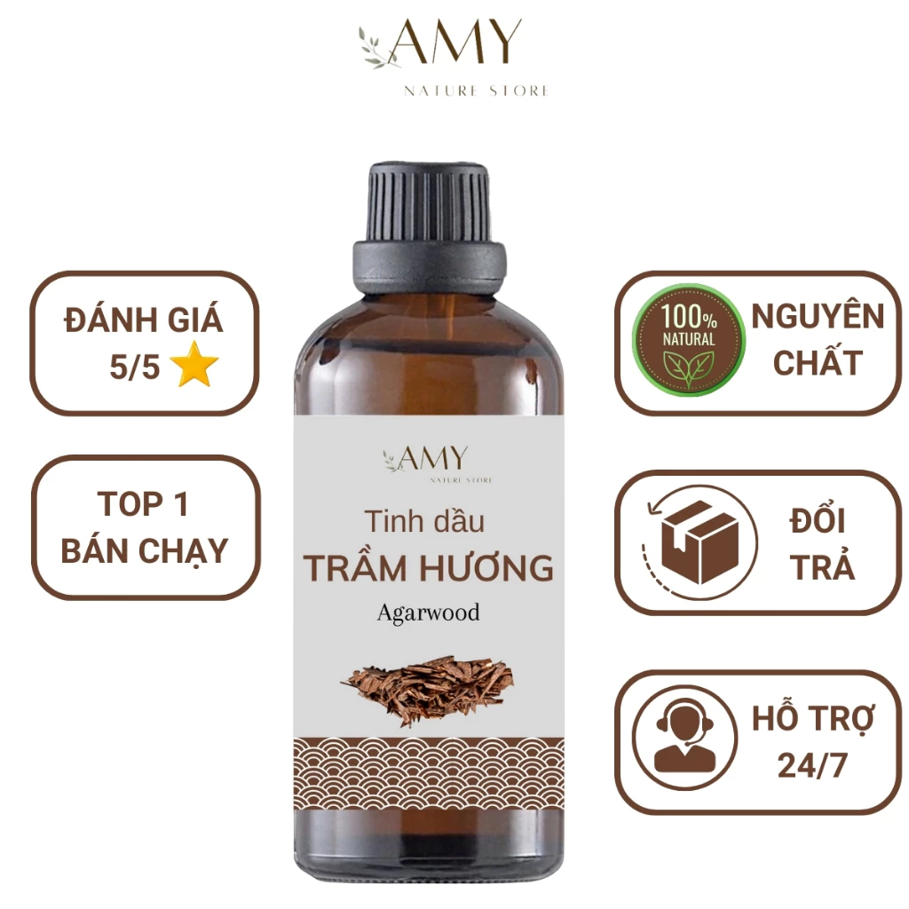 Tinh dầu trầm hương cao cấp nguyên chất  100ml xông phòng thơm phòng phun sương khử mùi thư giãn