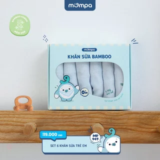 Khăn sữa cho bé Mompa set 6 chiếc vải xô Bamboo lau mặt quàng cổ mềm mịn thấm hút đa năng 947