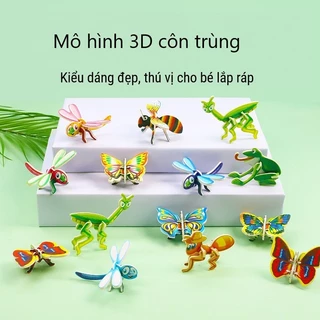 Sét Đồ Chơi Lắp Ráp 10 Hình Côn Trùng Hoạt Hình 3d Bằng Giấy Ba Chiều, Giáo Dục Cho Trẻ Em