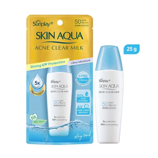 Sunplay Skin Aqua Acne Clear Milk – Sữa chống nắng dưỡng da ngừa mụn (Tuýp 25gr) nắp xanh