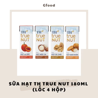 TH True Nut Sữa Hạt (Hạnh Nhân, Óc Chó, Mắc Ca, Hạt & Gấc, Hạt & Nghệ, Hạt & Gạo Lứt Đỏ) Lốc 4 Hộp 180ml