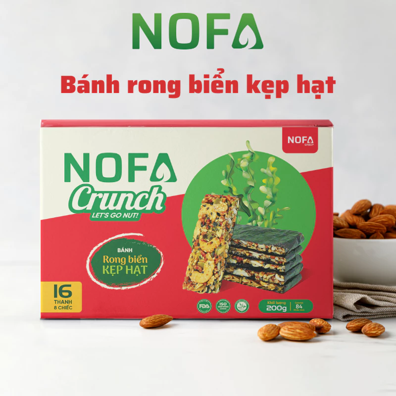 Rong biển kẹp hạt dinh dưỡng Nofa Healthy Food giảm cân eat clean ăn chay Hộp 8 gói 200gr