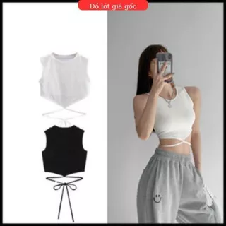 Áo Ba Lỗ Croptop Basic Chất Cotton Tăm Mềm Mịn Dây Cột Ngang Eo Siêu Hot A.B8