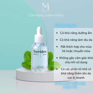 Serum cấp nước và phục hồi Torriden DIVE IN Hyaluronic Acid 50ML, dưỡng ẩm sâu, thấm nhanh, không tạo màng không gây vón