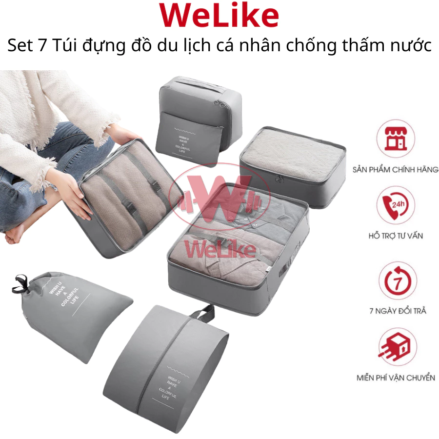 [XẢ HÀNG] Set 7 Túi đựng đồ du lịch cá nhân Welike Túi đa năng chống thấm nước nhiều size cho vừa vali mang đi tiện dụng