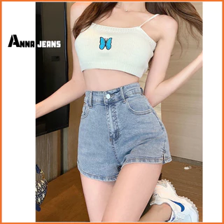 Quần short jean nữ co giãn Anna jeans xẻ lai phong cách hàn quốc