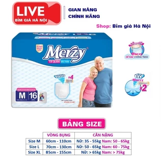 (Lẻ LIVE) Bỉm Quần người già Merzy M16 L14 XL12 và M32 L28 L24 miếng (Combo) #bỉm merzy #tã merzy #quần già merzy