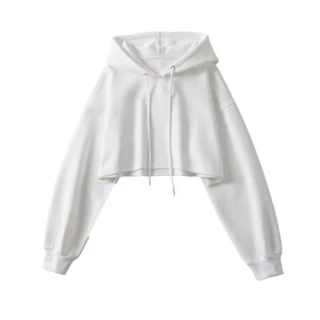 Áo khoác hoodie croptop chất liệu nỉ cotton co giãn mềm mịn phong cách Hàn Quốc siêu xinh mặc 4 mùa