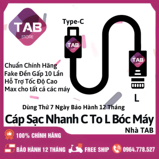 Cáp Sạc Nhanh C To L Bóc Máy Chính Hãng (TAB) - Bảo Hành 12 Tháng