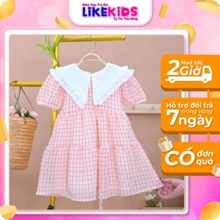 Váy bé gái họa tiết bâu viền nhún F25 - LikeKids