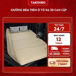 Giường đệm ghế sau ô tô bằng da cao cấp, Nệm xe hơi bằng da gấp gon thông minh Takehiro T08