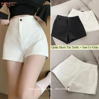 Quần Short nữ lưng cao Túi Trước Sau vải co giãn khóa giữa dáng quần đùi nữ cạp cao ôm bó body ống vừa mặc ở nhà đi biển