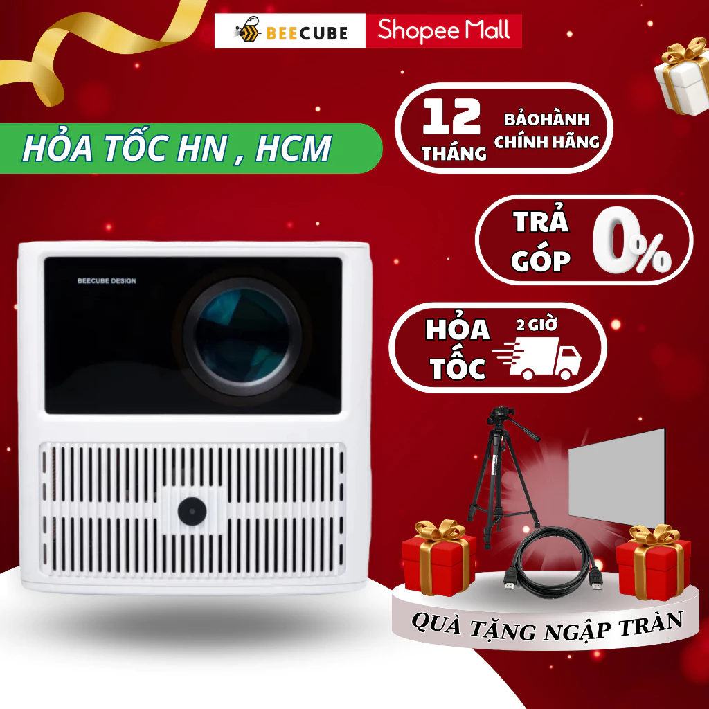 Máy Chiếu Mini BeeCube Xtreme Chính Hãng Hệ Điều Hành Android + Kết nối điện thoại + Full HD 1080 - BH 12 tháng