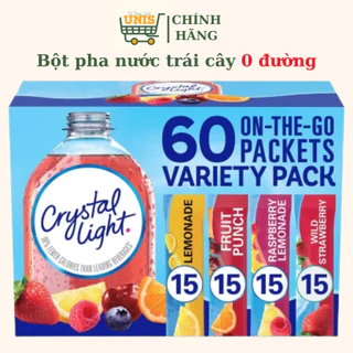 [NHẬP MỸ - AUTH - ĐỦ BILL] (Full hộp) Bột Pha Nước Trái Cây 0 Đường CRYSTAL LIGHT giúp giải khát nhiều vị