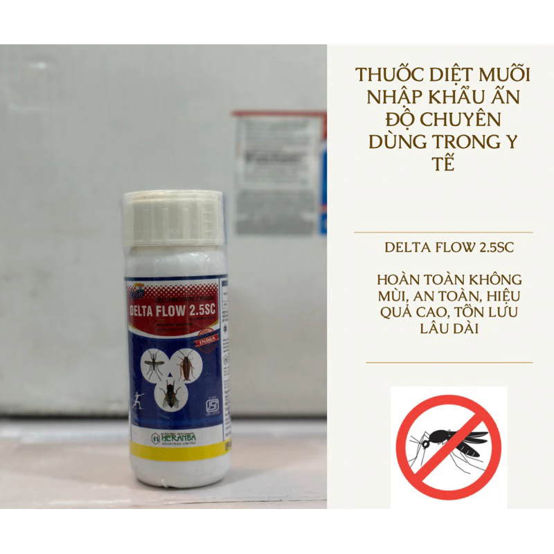 THUỐC MUỖI Y TẾ DELTA FLOW 2.5SC Chai 100ml, NHẬP KHẨU ẤN ĐỘ, KHÔNG MÙI, AN TOÀN, HIỆU QUẢ.