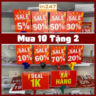 Bảng sale giảm giá xả hàng deal 1k dành cho cửa hàng bán lẻ tạp hóa 5% 10% 20% 50% in247 store